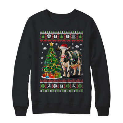 Cute Cow Ugly Christmas Tree Santa Hat Xmas Lights Farmer Shirt & Sweatshirt | siriusteestore