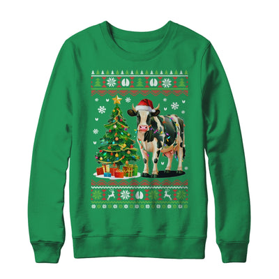 Cute Cow Ugly Christmas Tree Santa Hat Xmas Lights Farmer Shirt & Sweatshirt | siriusteestore