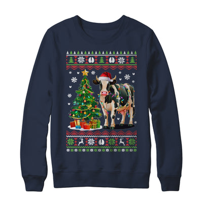 Cute Cow Ugly Christmas Tree Santa Hat Xmas Lights Farmer Shirt & Sweatshirt | siriusteestore