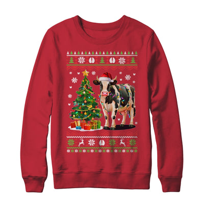 Cute Cow Ugly Christmas Tree Santa Hat Xmas Lights Farmer Shirt & Sweatshirt | siriusteestore