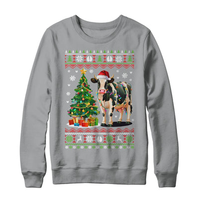 Cute Cow Ugly Christmas Tree Santa Hat Xmas Lights Farmer Shirt & Sweatshirt | siriusteestore