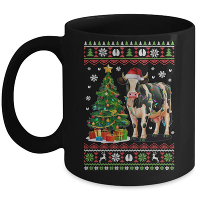 Cute Cow Ugly Christmas Tree Santa Hat Xmas Lights Farmer Mug | siriusteestore