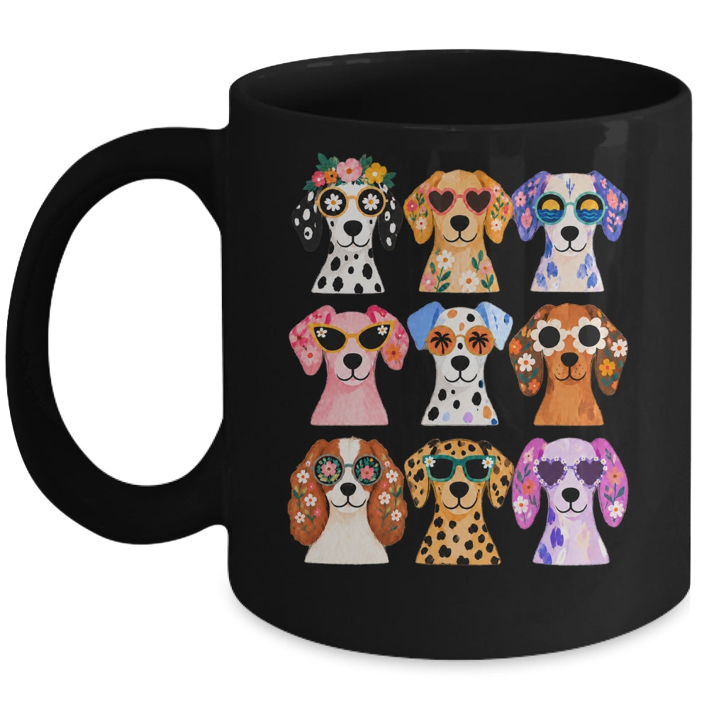 Cute Dogs Sunglasses Colorful Puppy Funny Pet Lover Graphic Mug | siriusteestore