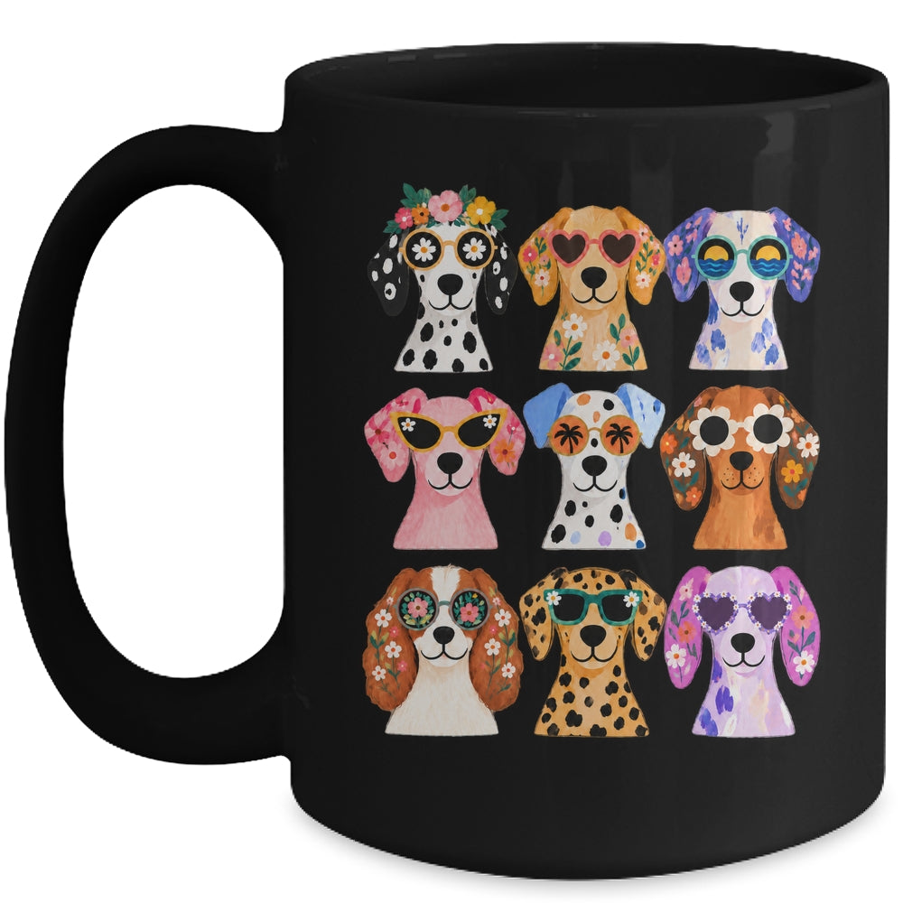 Cute Dogs Sunglasses Colorful Puppy Funny Pet Lover Graphic Mug | siriusteestore