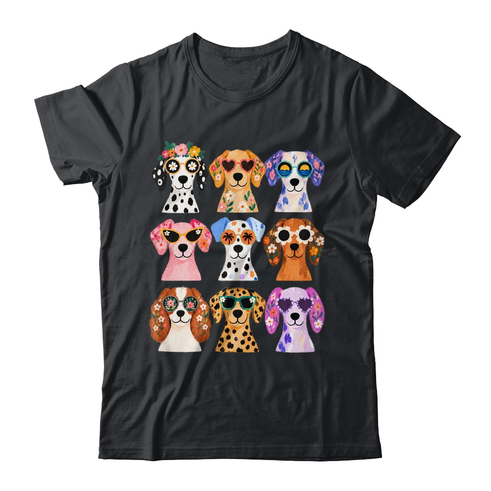 Cute Dogs Sunglasses Colorful Puppy Funny Pet Lover Graphic Shirt & Tank Top | siriusteestore