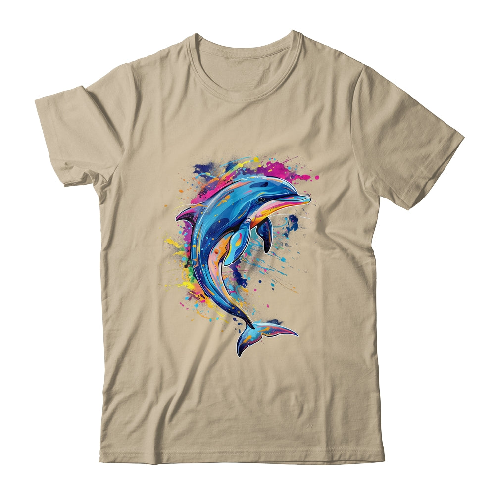 Cute Dolphin Design Colorful Art Aquatic Lovers Women Kids Shirt & Tank Top | siriusteestore