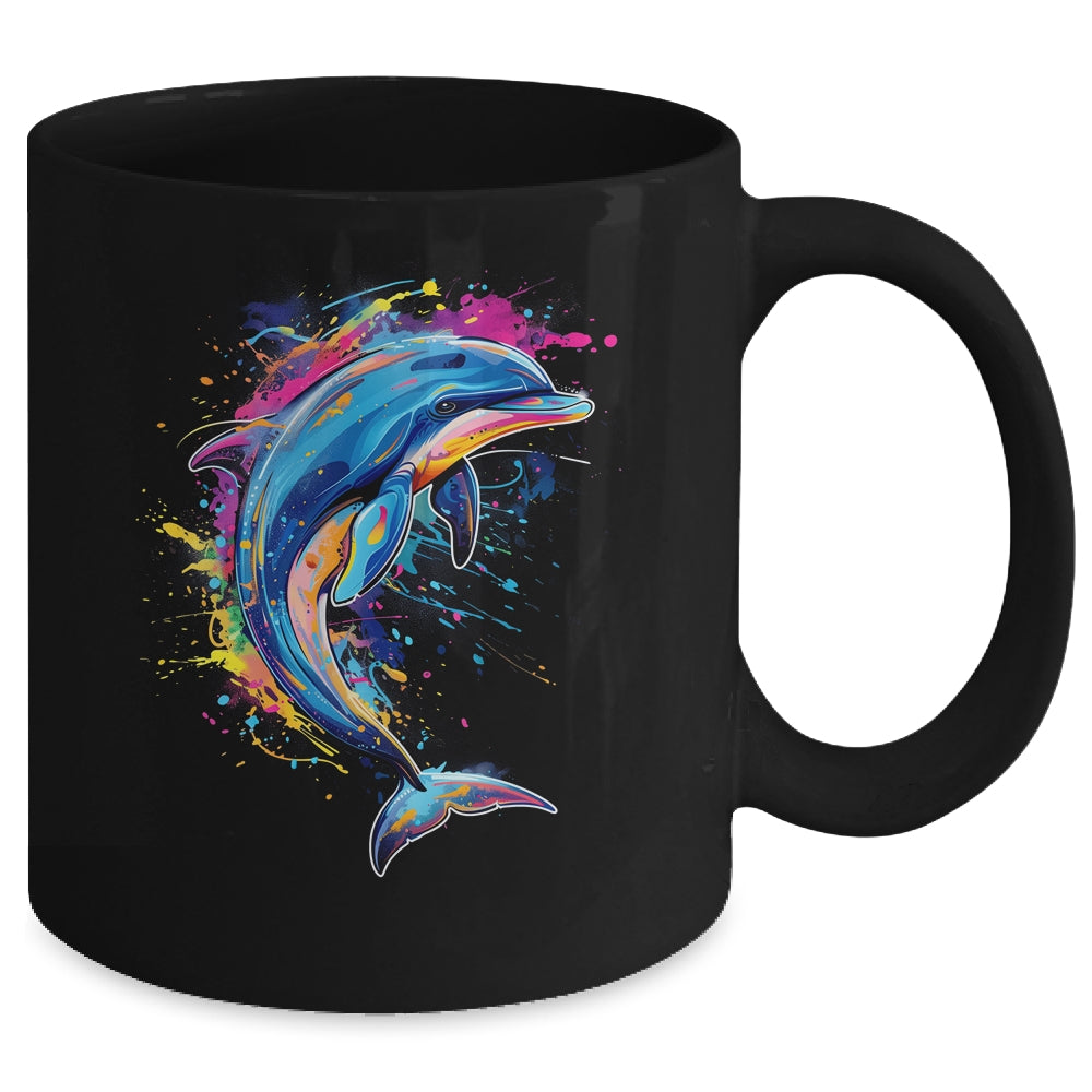 Cute Dolphin Design Colorful Art Aquatic Lovers Women Kids Mug | siriusteestore