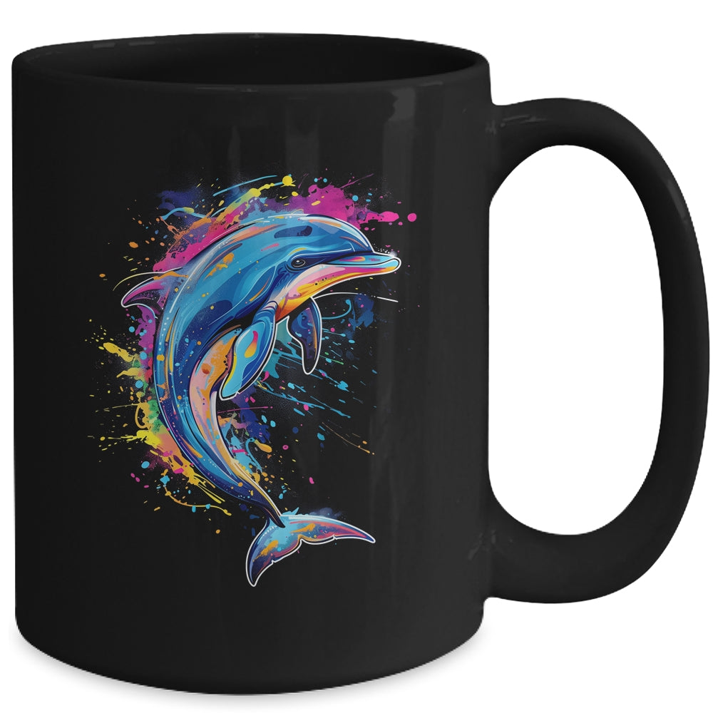 Cute Dolphin Design Colorful Art Aquatic Lovers Women Kids Mug | siriusteestore
