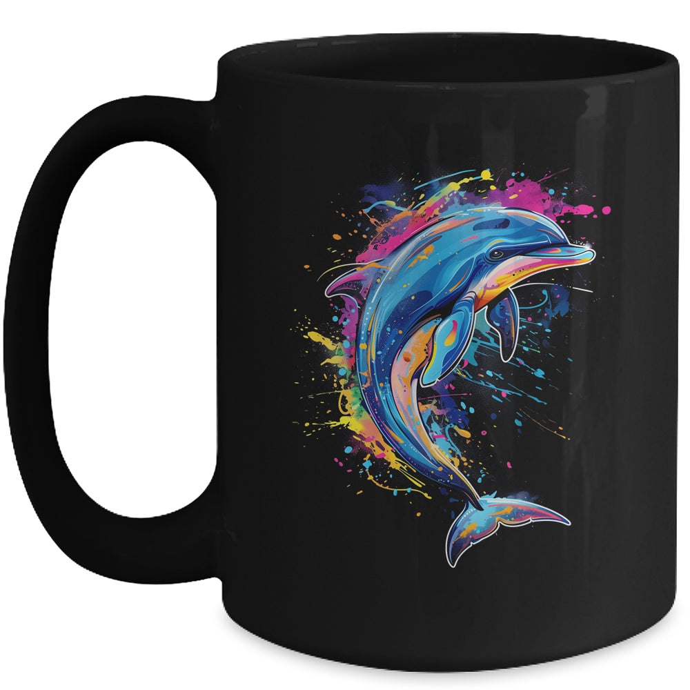Cute Dolphin Design Colorful Art Aquatic Lovers Women Kids Mug | siriusteestore