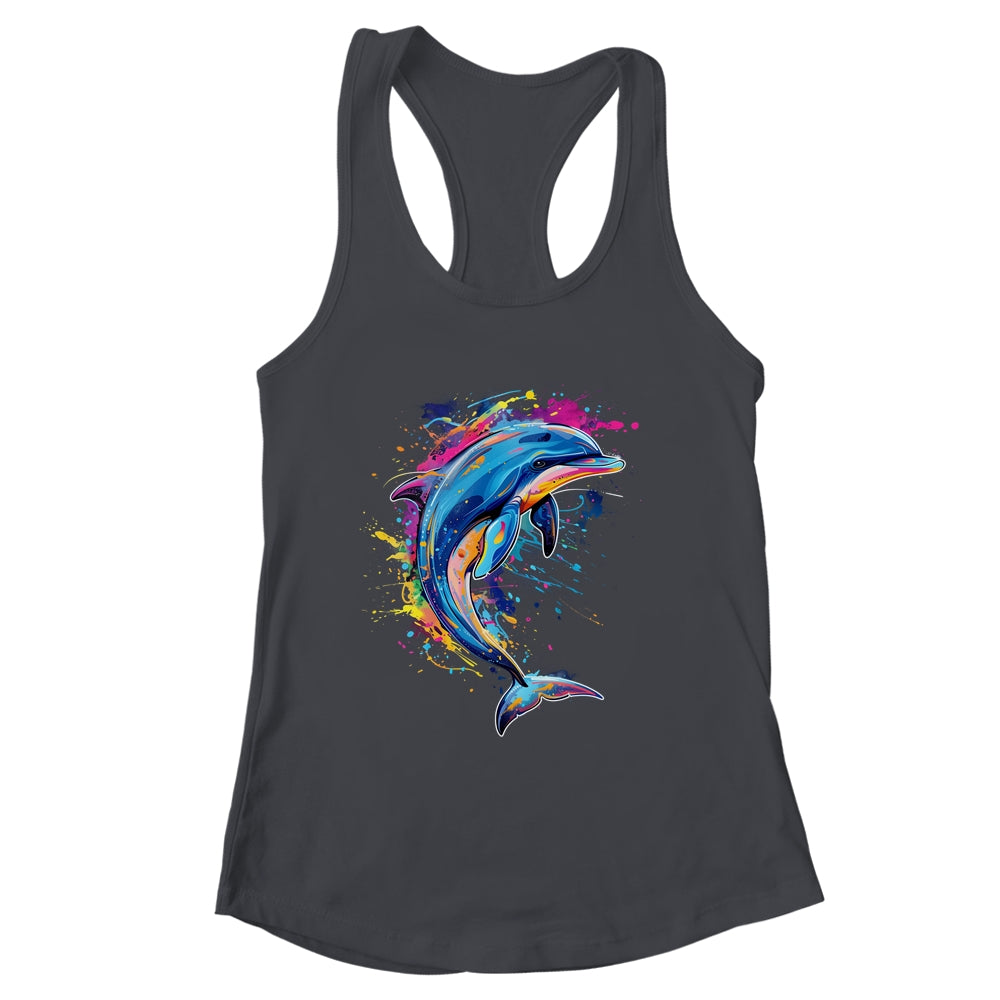 Cute Dolphin Design Colorful Art Aquatic Lovers Women Kids Shirt & Tank Top | siriusteestore