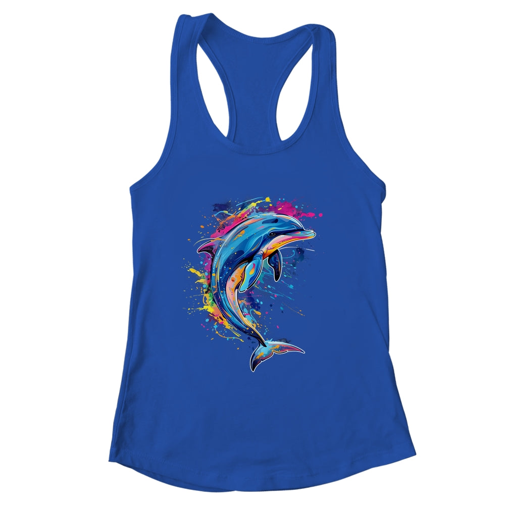 Cute Dolphin Design Colorful Art Aquatic Lovers Women Kids Shirt & Tank Top | siriusteestore