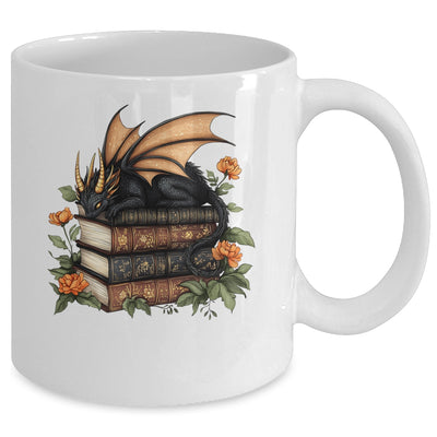 Cute Dragon Books Cottagecore Flower Bookworm Book Lover Mug | siriusteestore