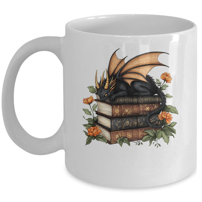 Cute Dragon Books Cottagecore Flower Bookworm Book Lover Mug | siriusteestore