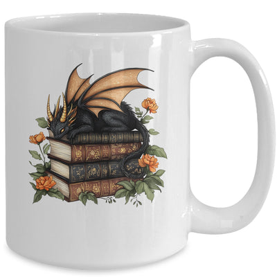 Cute Dragon Books Cottagecore Flower Bookworm Book Lover Mug | siriusteestore