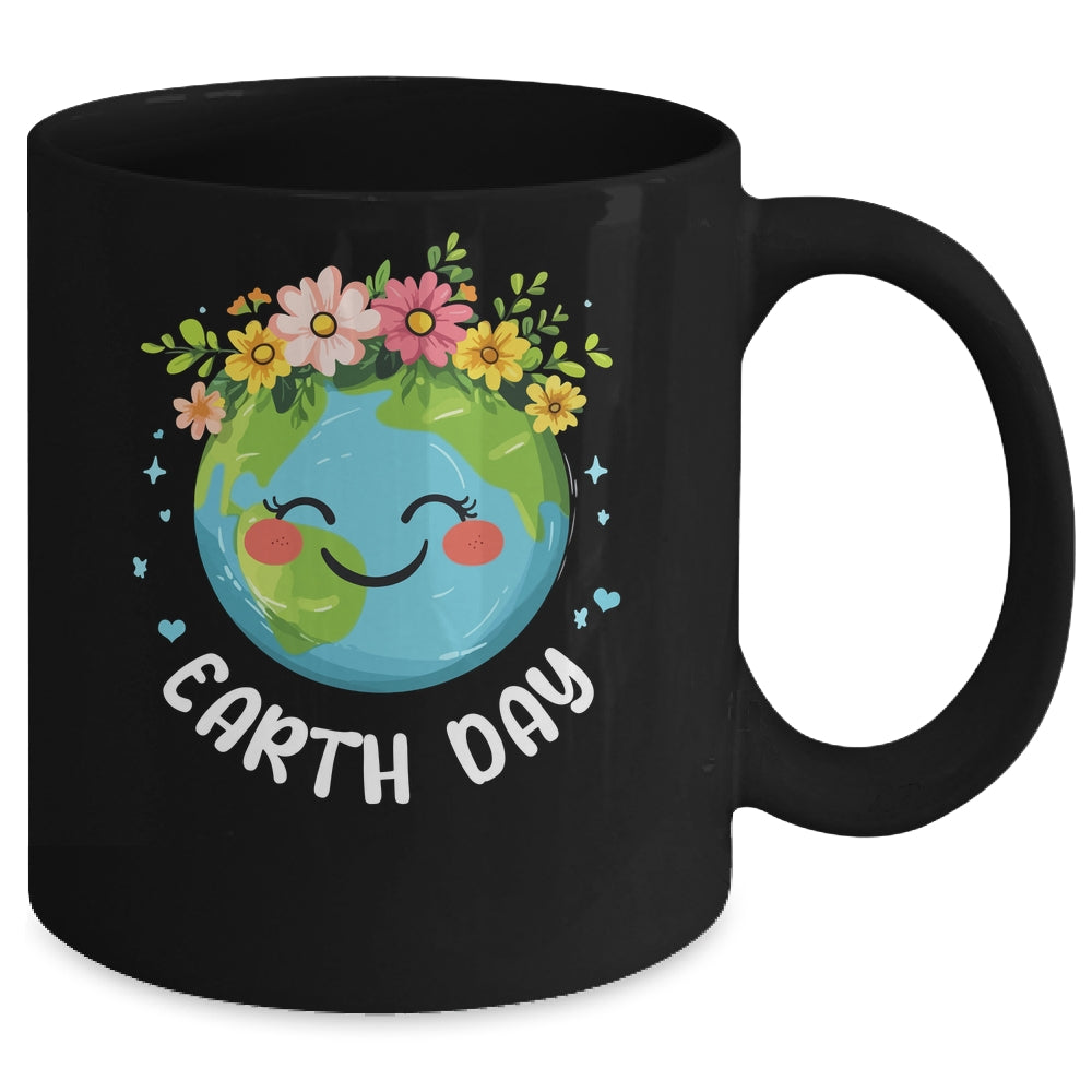 Cute Earth With Floral Earth Day Happy Earth Day 2025 Mug | siriusteestore