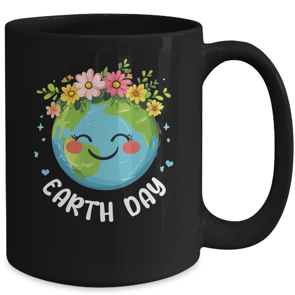 Cute Earth With Floral Earth Day Happy Earth Day 2025 Mug | siriusteestore