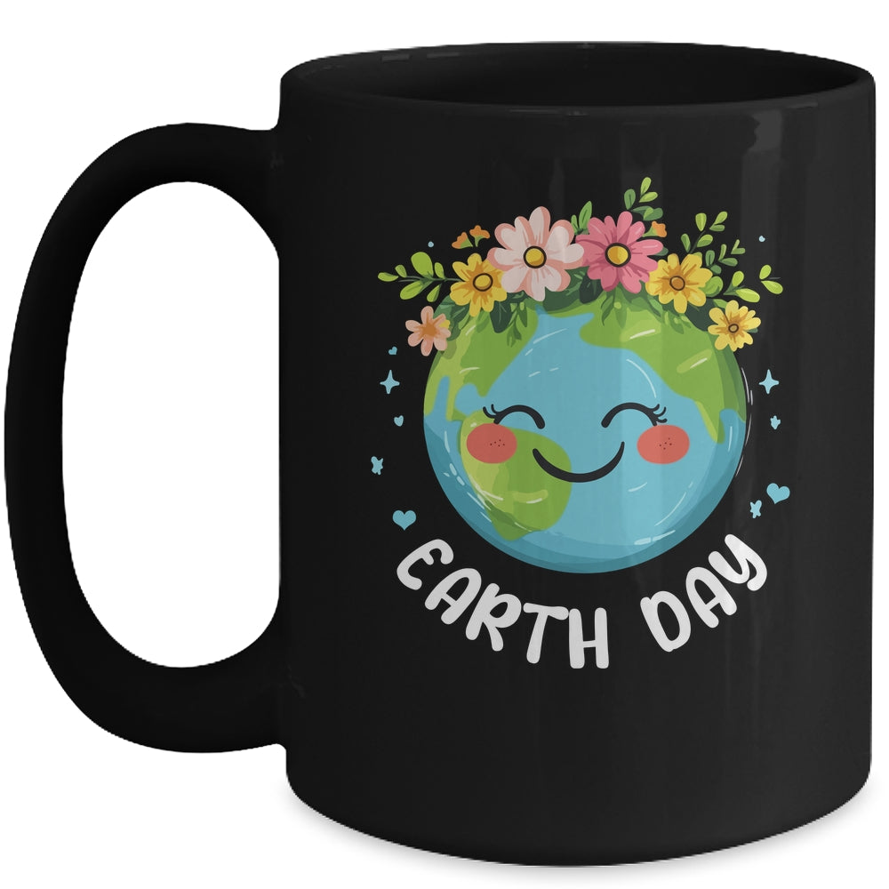 Cute Earth With Floral Earth Day Happy Earth Day 2025 Mug | siriusteestore