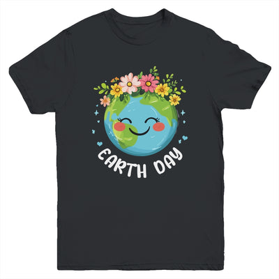 Cute Earth With Floral Earth Day Happy Earth Day 2025 Youth Shirt | siriusteestore