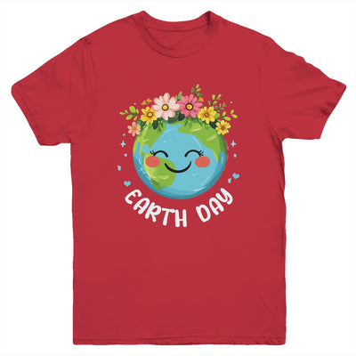Cute Earth With Floral Earth Day Happy Earth Day 2025 Youth Shirt | siriusteestore