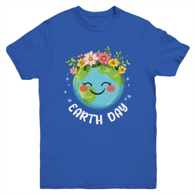 Cute Earth With Floral Earth Day Happy Earth Day 2025 Youth Shirt | siriusteestore
