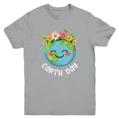 Cute Earth With Floral Earth Day Happy Earth Day 2025 Youth Shirt | siriusteestore