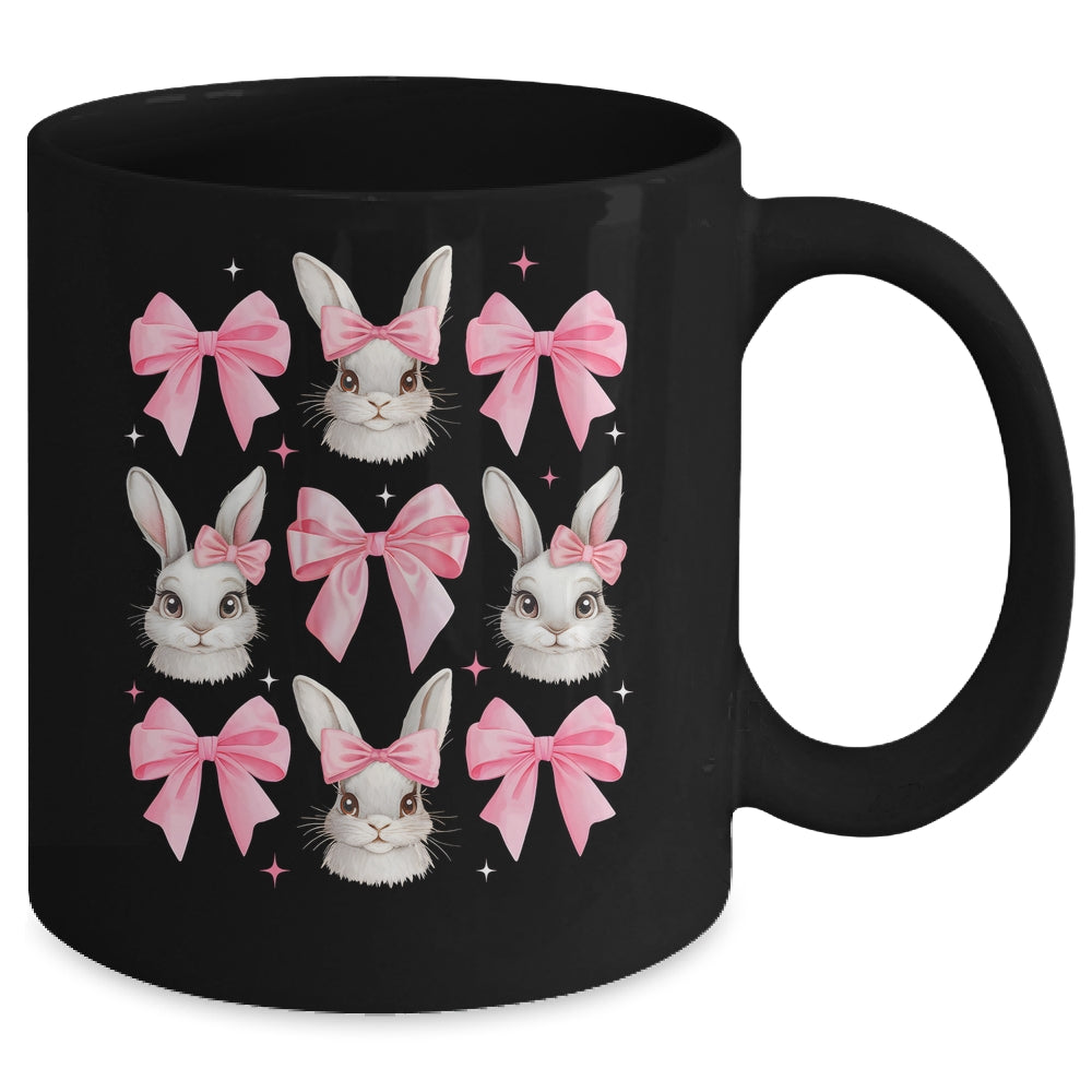 Cute Easter Bunny Face Coquette Bow Easter Day Girls Women Mug | siriusteestore