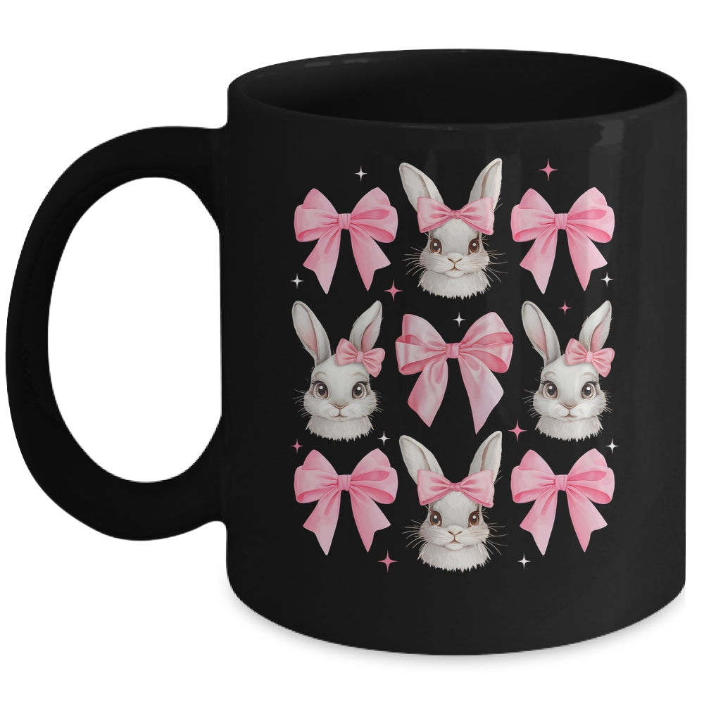 Cute Easter Bunny Face Coquette Bow Easter Day Girls Women Mug | siriusteestore