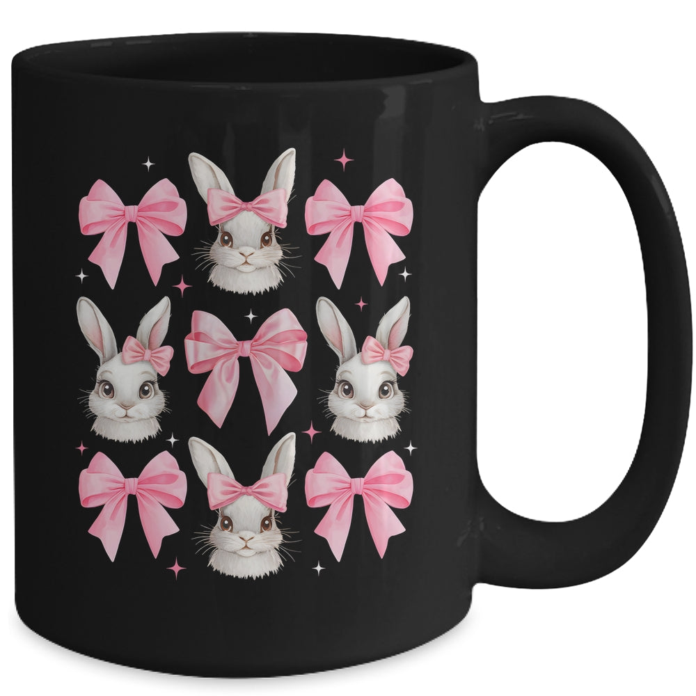 Cute Easter Bunny Face Coquette Bow Easter Day Girls Women Mug | siriusteestore