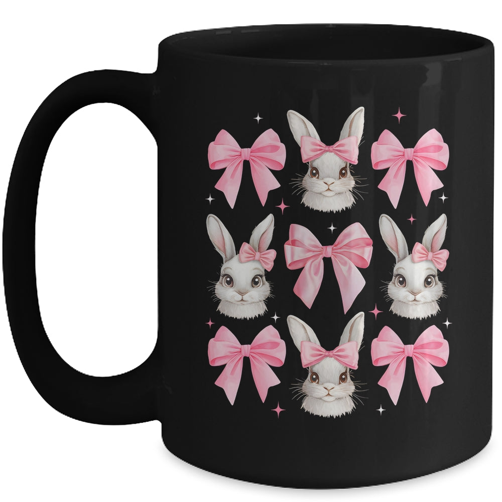 Cute Easter Bunny Face Coquette Bow Easter Day Girls Women Mug | siriusteestore