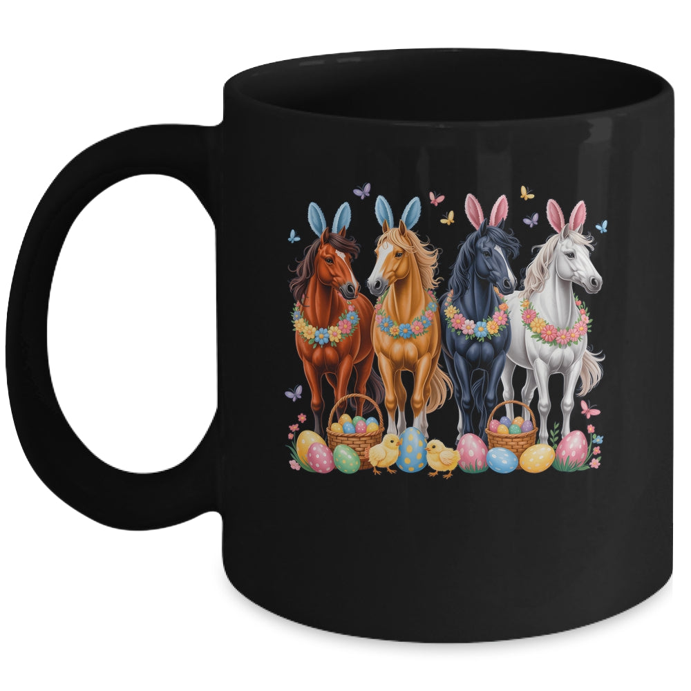 Cute Easter Horse Bunny Ears Eggs Spring Floral Girls Women Mug | siriusteestore