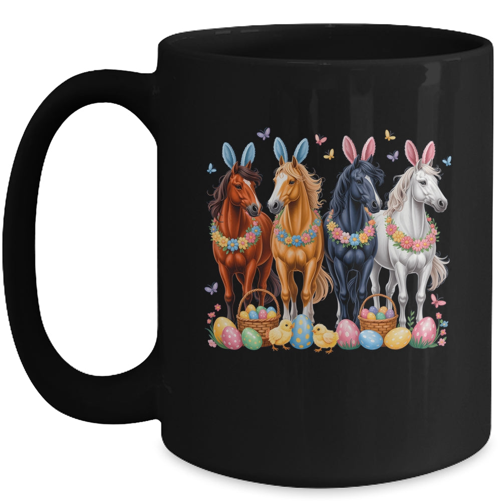 Cute Easter Horse Bunny Ears Eggs Spring Floral Girls Women Mug | siriusteestore