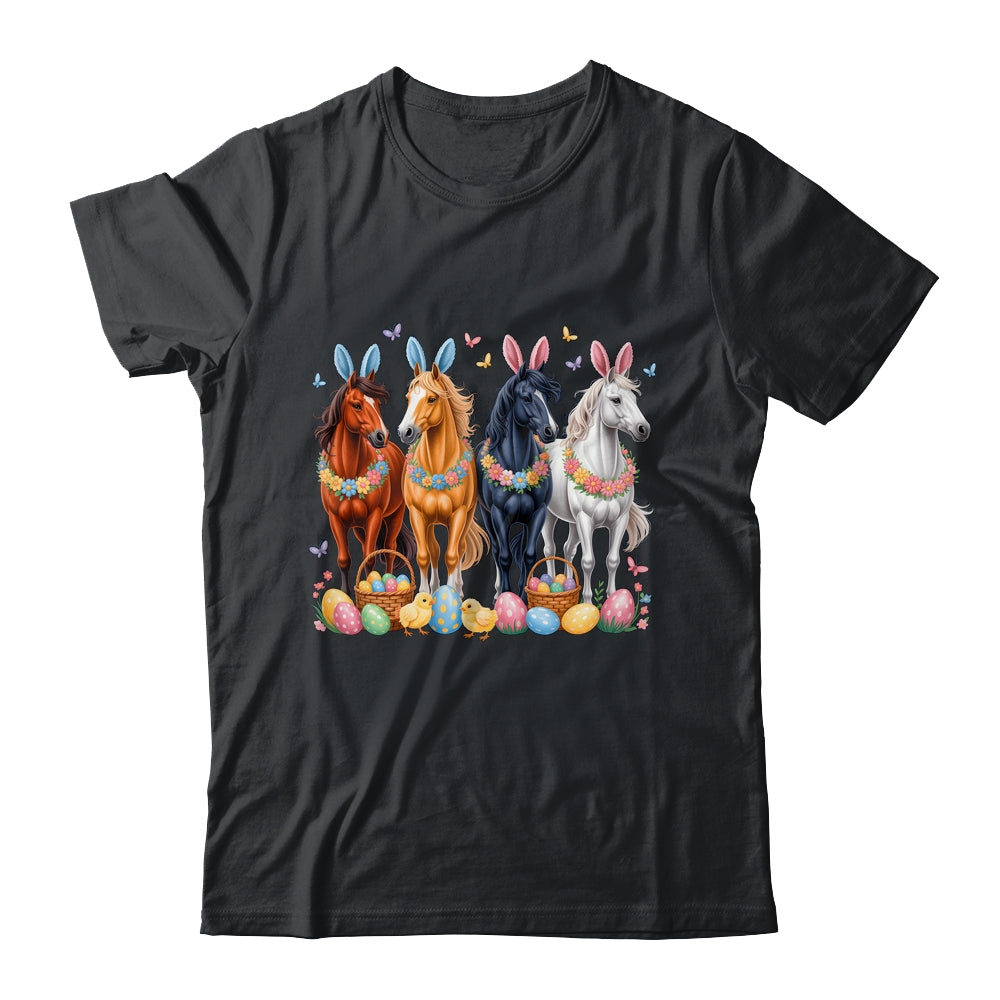Cute Easter Horse Bunny Ears Eggs Spring Floral Girls Women Shirt & Hoodie | siriusteestore