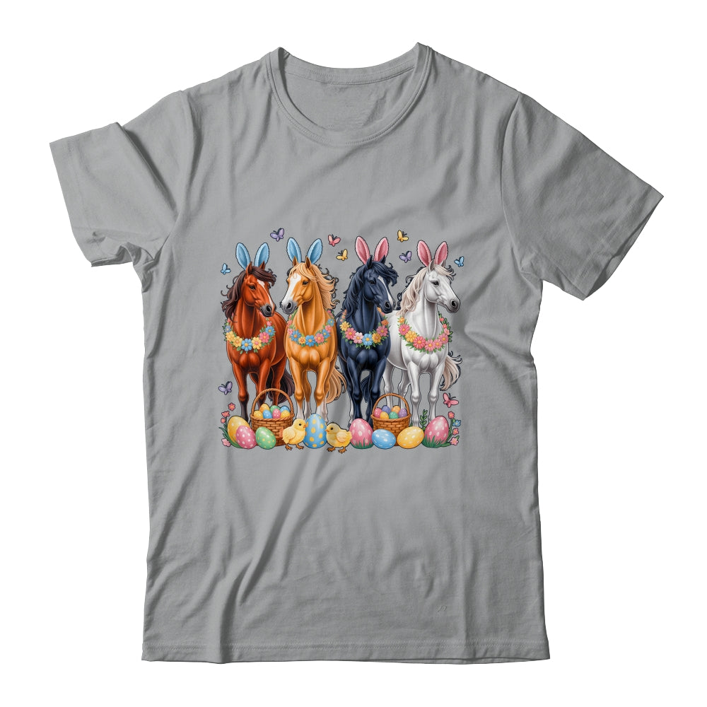 Cute Easter Horse Bunny Ears Eggs Spring Floral Girls Women Shirt & Hoodie | siriusteestore