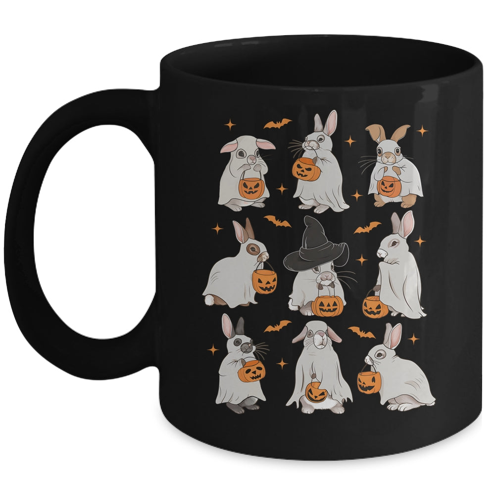 Cute Fall Bunny Ghost Costume Rabbit Lover Spooky Season Mug | siriusteestore