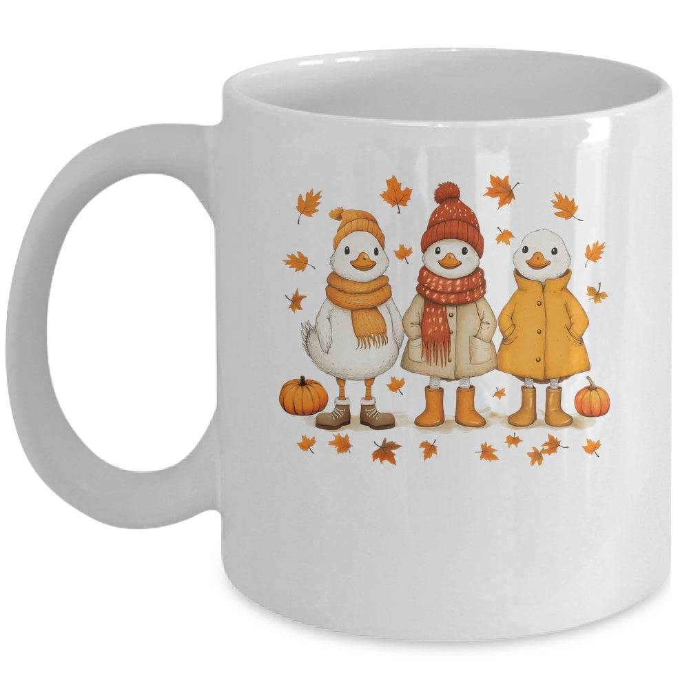 Cute Fall Goose Autumn Leaves Cozy Autumn Thanksgiving Mug | siriusteestore