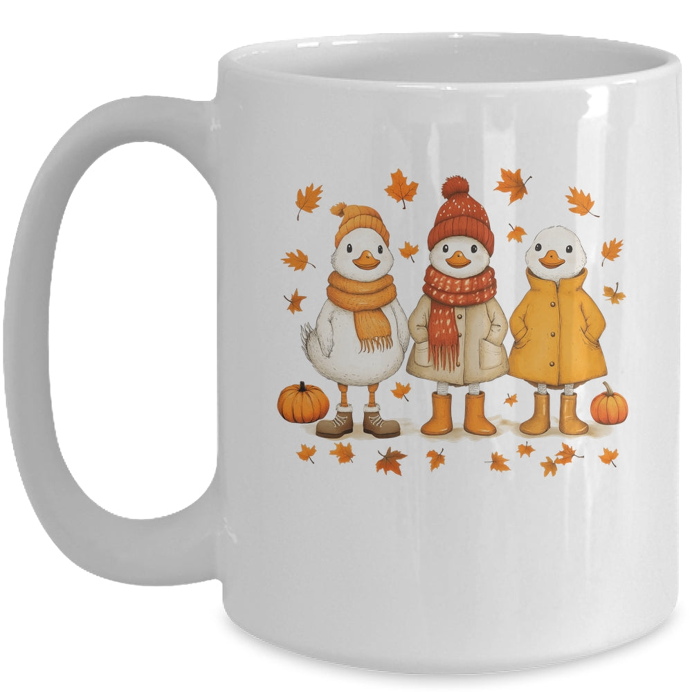 Cute Fall Goose Autumn Leaves Cozy Autumn Thanksgiving Mug | siriusteestore