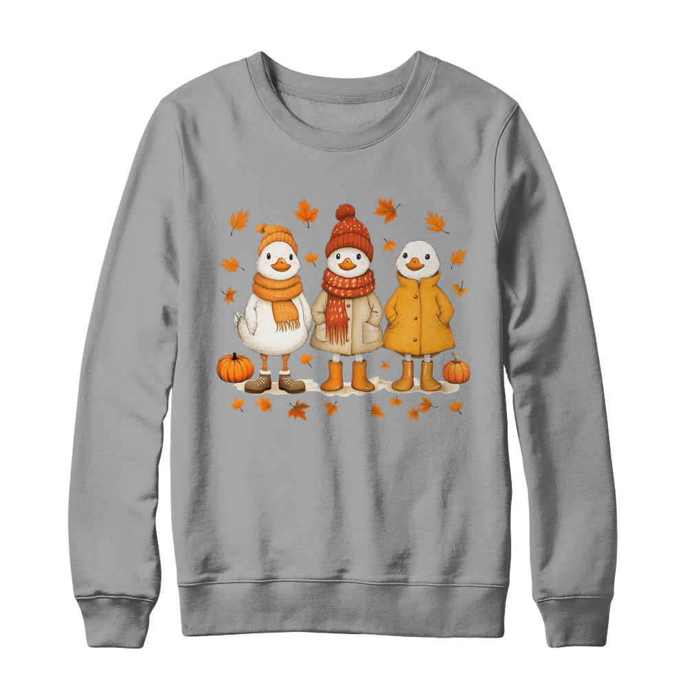 Cute Fall Goose Autumn Leaves Cozy Autumn Thanksgiving Shirt & Sweatshirt | siriusteestore