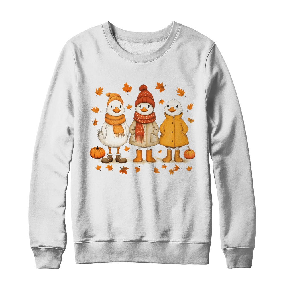 Cute Fall Goose Autumn Leaves Cozy Autumn Thanksgiving Shirt & Sweatshirt | siriusteestore
