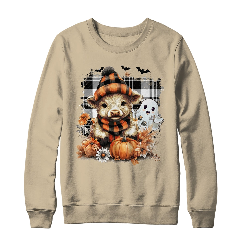 Cute Fall Highland Cow Ghost Spooky Season Autumn Halloween Shirt & Sweatshirt | siriusteestore