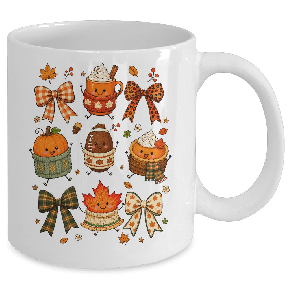 Cute Fall Thanksgiving Pumpkin Football Coffee Autumn Bow Mug | siriusteestore