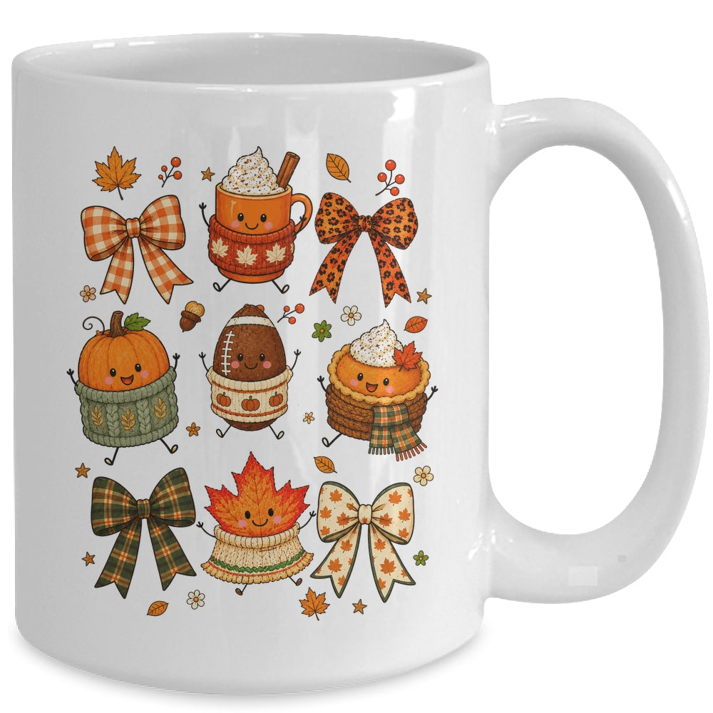 Cute Fall Thanksgiving Pumpkin Football Coffee Autumn Bow Mug | siriusteestore