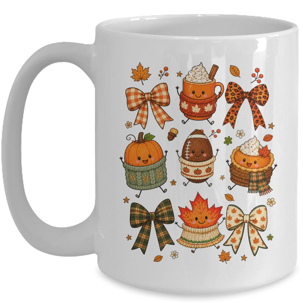 Cute Fall Thanksgiving Pumpkin Football Coffee Autumn Bow Mug | siriusteestore