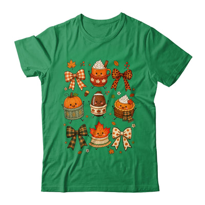 Cute Fall Thanksgiving Pumpkin Football Coffee Autumn Bow Shirt & Sweatshirt | siriusteestore
