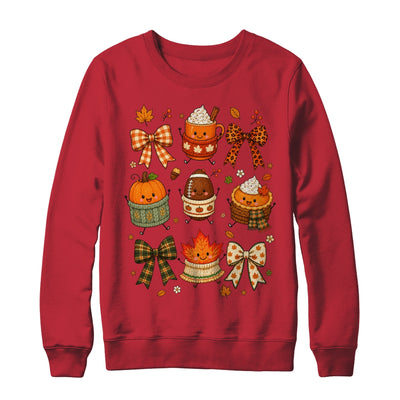 Cute Fall Thanksgiving Pumpkin Football Coffee Autumn Bow Shirt & Sweatshirt | siriusteestore
