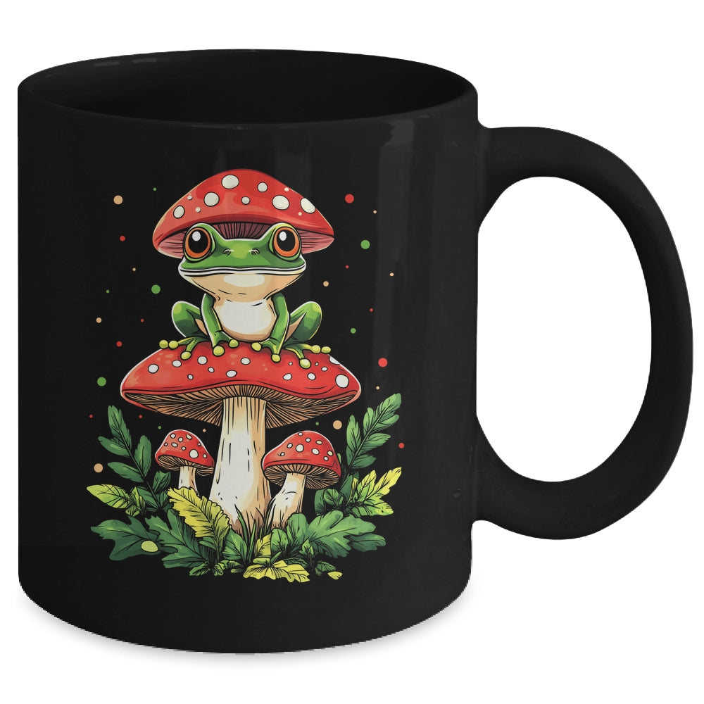 Cute Frog On Mushroom Cartoon Aesthetic Art Garden Lover Mug | siriusteestore