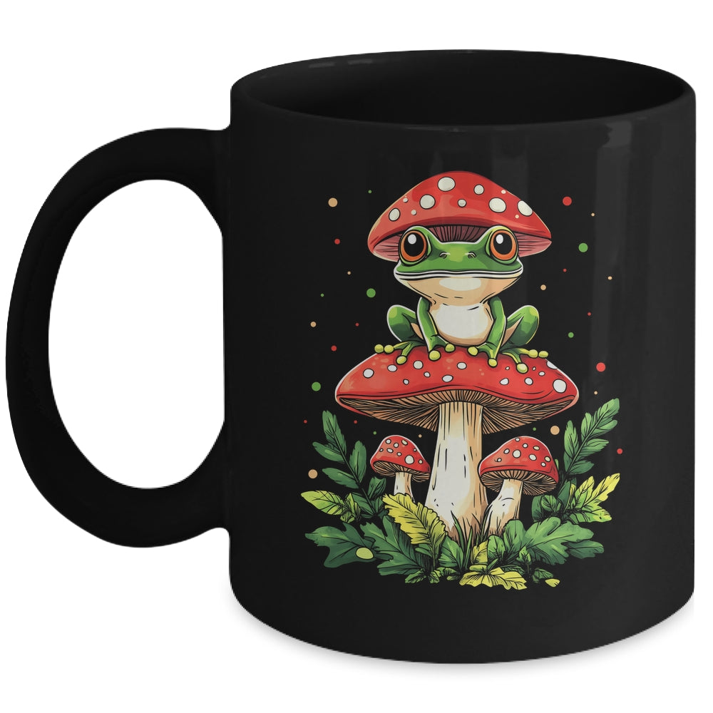 Cute Frog On Mushroom Cartoon Aesthetic Art Garden Lover Mug | siriusteestore