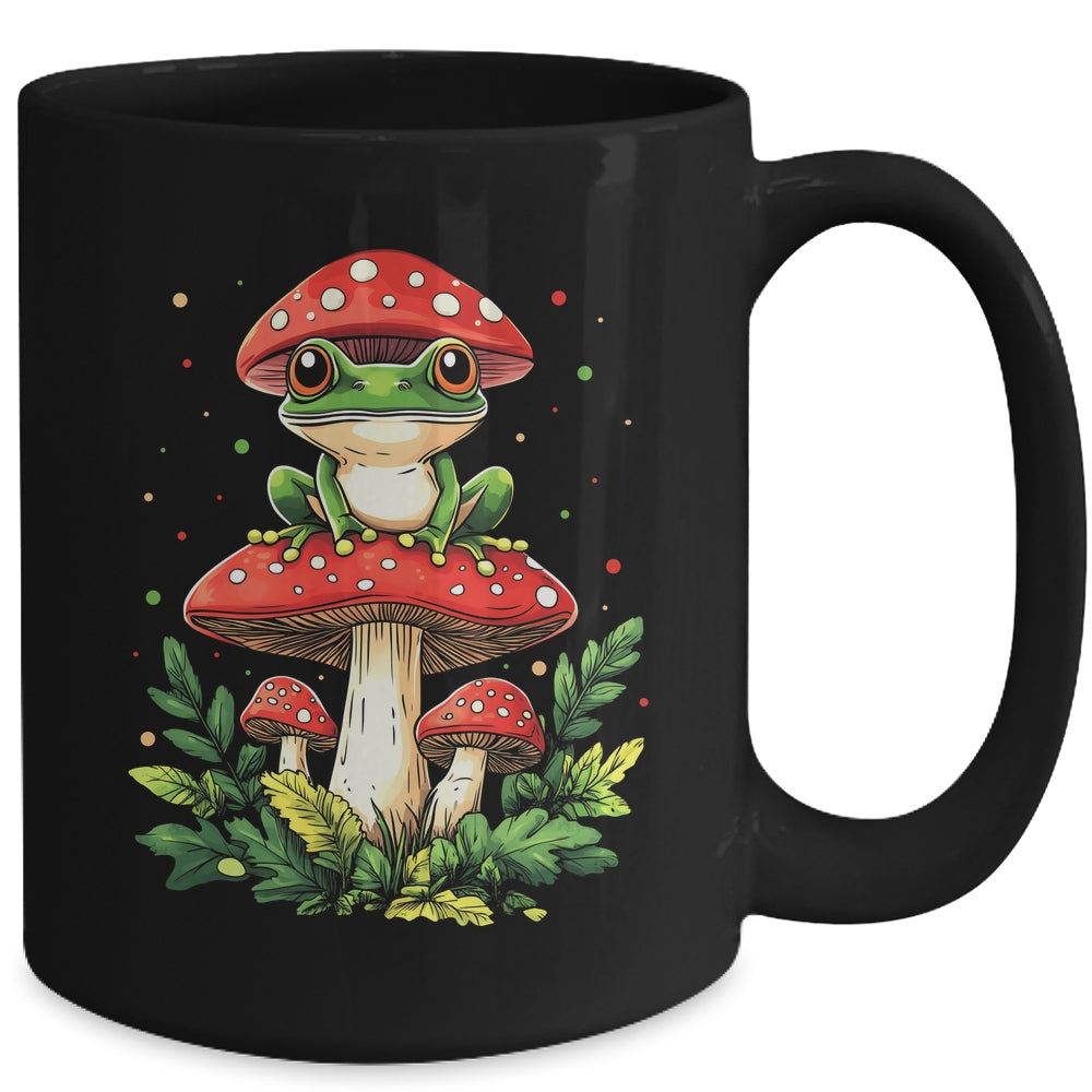 Cute Frog On Mushroom Cartoon Aesthetic Art Garden Lover Mug | siriusteestore