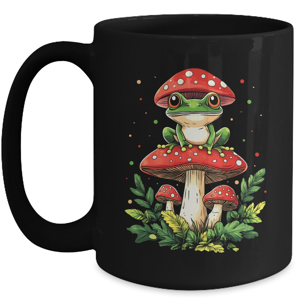 Cute Frog On Mushroom Cartoon Aesthetic Art Garden Lover Mug | siriusteestore