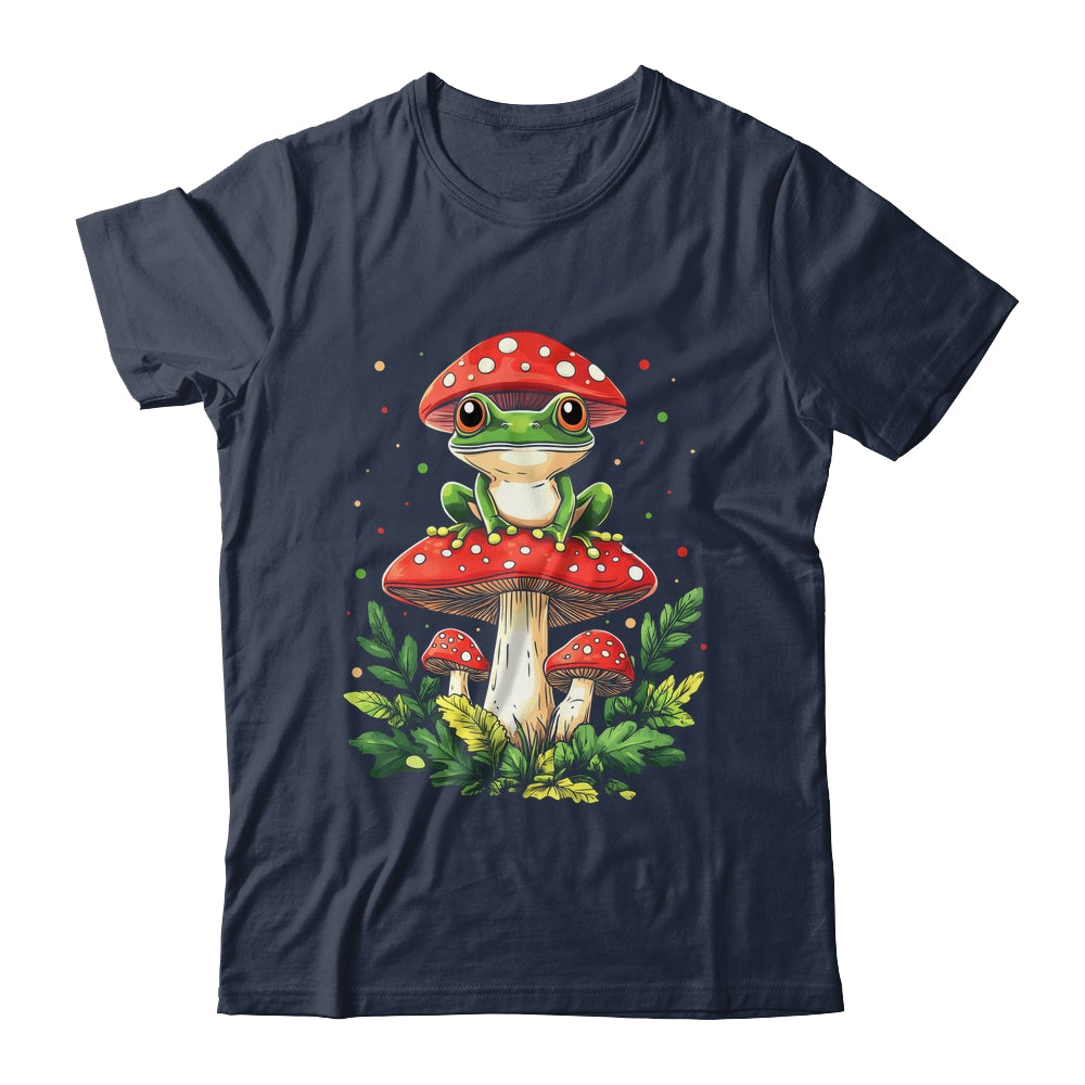 Cute Frog On Mushroom Cartoon Aesthetic Art Garden Lover Shirt & Tank Top | siriusteestore