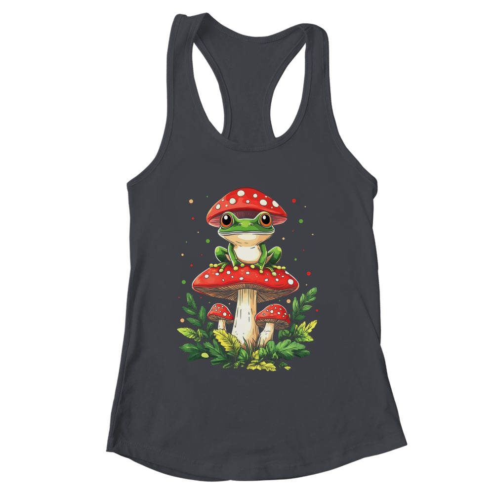 Cute Frog On Mushroom Cartoon Aesthetic Art Garden Lover Shirt & Tank Top | siriusteestore